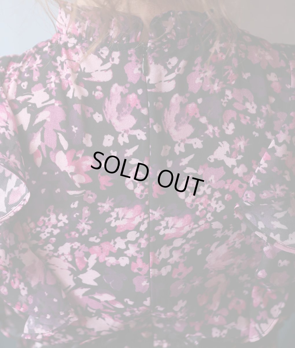 画像13: [ERUKEI]ブラック×ピンク花柄・ティアードフリル・Aライン・レースポイント・ミディアムドレス・ワンピース[山崎みどり着用]《送料＆代引き手数料無料》mypl (13)