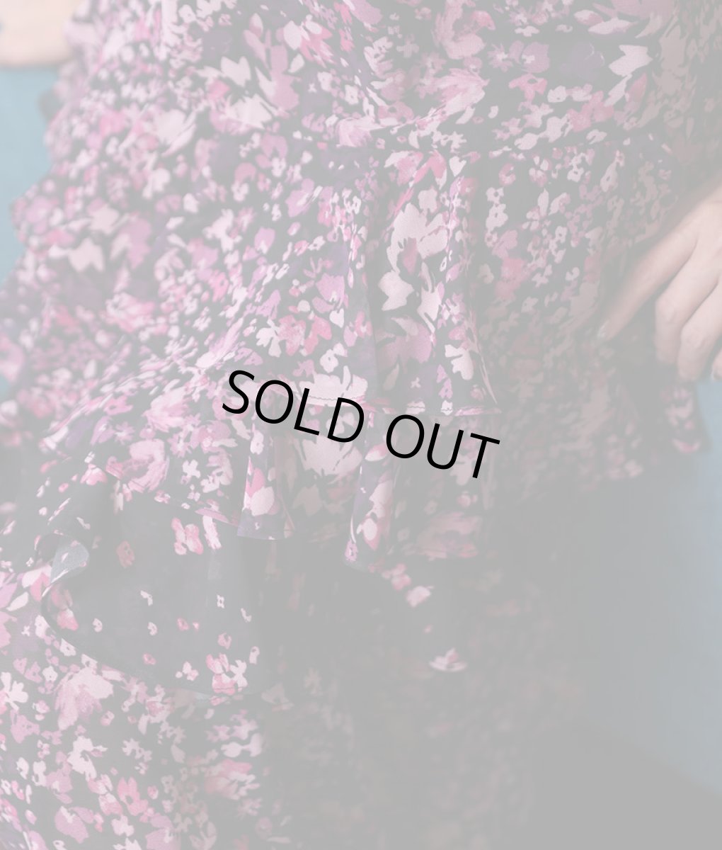 画像15: [ERUKEI]ブラック×ピンク花柄・ティアードフリル・Aライン・レースポイント・ミディアムドレス・ワンピース[山崎みどり着用]《送料＆代引き手数料無料》mypl (15)