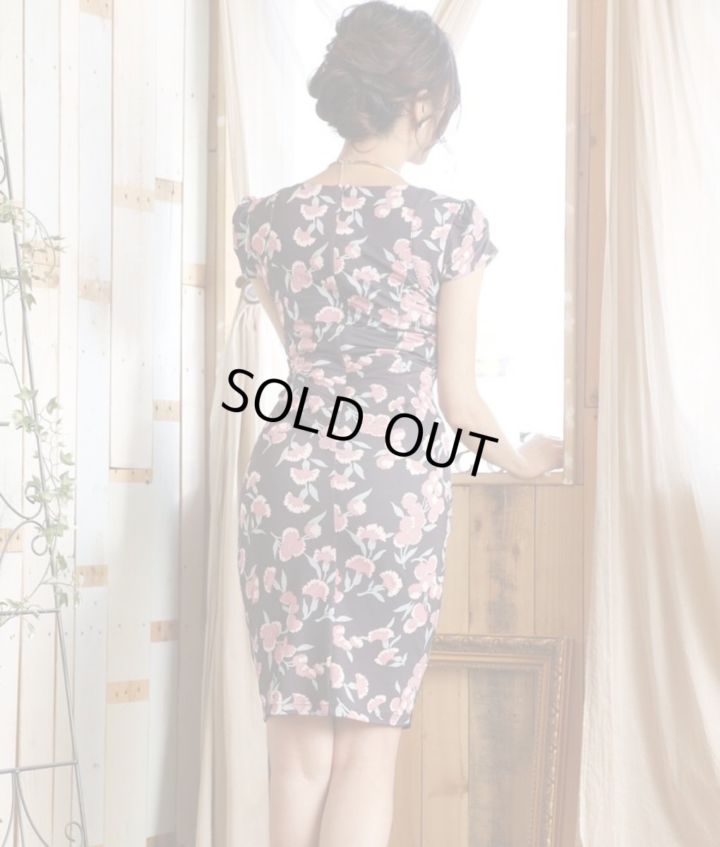 画像3: [SALE品のため返品不可＆再入荷なしの現品限り][ERUKEI][山崎みどり着用][姉ageha]パフスリーブ・半袖・グレーパープル×ピンク花柄・Uネック・ミニドレス・ワンピースmy (3)