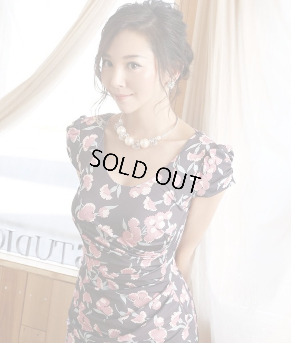 画像4: [SALE品のため返品不可＆再入荷なしの現品限り][ERUKEI][山崎みどり着用][姉ageha]パフスリーブ・半袖・グレーパープル×ピンク花柄・Uネック・ミニドレス・ワンピースmy (4)