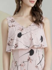 画像13: [SALE品のため返品不可＆再入荷なしの現品限り][ERUKEI][山崎みどり着用][姉ageha]胸元フリルレイヤード・花柄・シフォン・ビジュー・タイト・ミニドレス・ワンピース [送料無料]mlu (13)