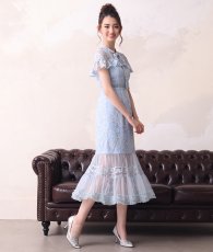 画像8: [ERUKEI Settan]総レース・プチハイネック・プチリボン・シースルー・タイト・半袖・マーメイドミディアムドレス・マキシワンピース[山崎みどり・黒木麗奈・関あいか着用]《送料＆代引き手数料無料》mywhnv (8)