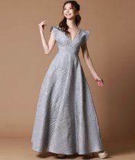 画像6: [ERUKEI]シンプル・ジャガード・ハイウエスト・フリルスリーブ・Vネック・Aライン・ロングドレス[山崎みどり着用]《送料＆代引き手数料無料》myall (6)