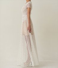 画像7: [ERUKEI SETTAN]ホワイト・総レース・Aライン・上品・Vネック・半袖・花・ロングドレス[山崎みどり着用][送料無料]mywh (7)