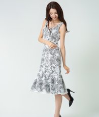 画像2: [ERUKEI]ノースリーブ・総レース・切替・上品・マーメイド・ミディアムドレス・ワンピース[黒木麗奈着用]《送料＆代引き手数料無料》 (2)