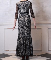 画像9: [ XS-Lサイズ / 2カラー][ERUKEI]総レース Vネック 七分袖 花柄 ブラック ホワイト マーメイド ロングドレス ワンピース[送料無料][山崎みどり着用]mybk (9)