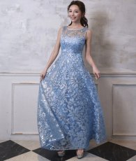 画像3: [ XS-Lサイズ / 1カラー][ERUKEI]ノースリーブ・スパンコール×レース・Aライン・ハイウエスト・ロングドレス[山崎みどり着用]《送料＆代引き手数料無料》 (3)