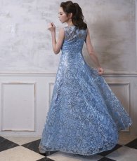 画像5: [ XS-Lサイズ / 1カラー][ERUKEI]ノースリーブ・スパンコール×レース・Aライン・ハイウエスト・ロングドレス[山崎みどり着用]《送料＆代引き手数料無料》 (5)