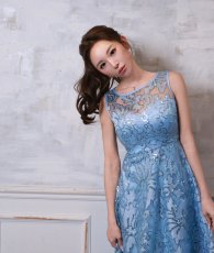 画像7: [ XS-Lサイズ / 1カラー][ERUKEI]ノースリーブ・スパンコール×レース・Aライン・ハイウエスト・ロングドレス[山崎みどり着用]《送料＆代引き手数料無料》 (7)