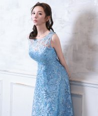 画像8: [ XS-Lサイズ / 1カラー][ERUKEI]ノースリーブ・スパンコール×レース・Aライン・ハイウエスト・ロングドレス[山崎みどり着用]《送料＆代引き手数料無料》 (8)