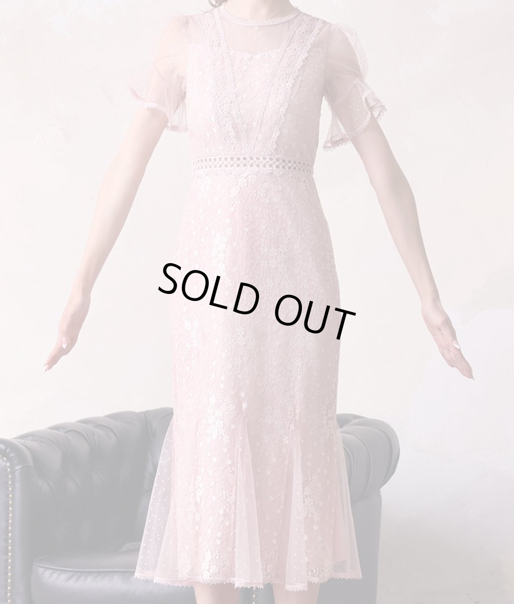 画像7: [ERUKEI Settan]ラメレース・シースルー・半袖・マーメイドライン・ミディアム丈・ミディアム・ドレス・ワンピース《送料＆代引き手数料無料》mypk (7)