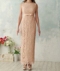 画像13: [ XS-Lサイズ / 2カラー][ERUKEI]総レース・ボートネック・ノースリーブ・リボン・バックスリット・タイト・ロングドレス[山崎みどり着用][送料無料] myju (13)