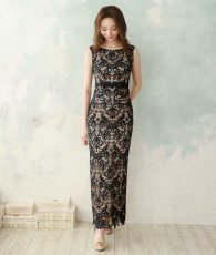 画像10: [ XS-Lサイズ / 2カラー][ERUKEI]総レース・ボートネック・ノースリーブ・リボン・バックスリット・タイト・ロングドレス[山崎みどり着用][送料無料] myju (10)