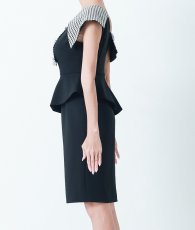 画像7: [ERUKEI]ブラック・千鳥格子・柄・ワンショルダー・オフショルダー・モノトーン・タイト・ミ二ドレス・ワンピース[送料無料]mybk (7)