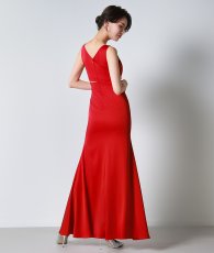 画像3: [ XS-Lサイズ / 1カラー][ERUKEI]ウエストカット・シンプル・Vネック・サイドスリット・マーメイド・ロングドレス《送料＆代引き手数料無料》 (3)