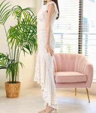 画像7: [ XS-Lサイズ / 1カラー][ERUKEI/SETTAN]ホワイト・総レース・フリル袖・フィッシュテール・マーメイド・半袖・ロングドレス・ワンピース[黒木麗奈着用][送料無料] (7)