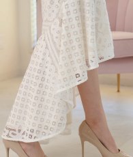 画像10: [ XS-Lサイズ / 1カラー][ERUKEI/SETTAN]ホワイト・総レース・フリル袖・フィッシュテール・マーメイド・半袖・ロングドレス・ワンピース[黒木麗奈着用][送料無料] (10)