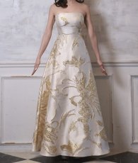 画像12: [ XS-Lサイズ / 4カラー][ERUKEI]ベア・ジャガード・ゴールド・シルバー・ネイビー・ジャガード・花柄・Aライン・スピンドル・ロングドレス[山崎みどり着用][送料無料]mygl (12)