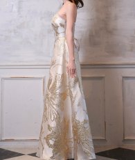 画像13: [ XS-Lサイズ / 4カラー][ERUKEI]ベア・ジャガード・ゴールド・シルバー・ネイビー・ジャガード・花柄・Aライン・スピンドル・ロングドレス[山崎みどり着用][送料無料]mygl (13)