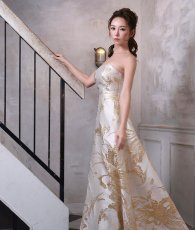 画像6: [ XS-Lサイズ / 4カラー][ERUKEI]ベア・ジャガード・ゴールド・シルバー・ネイビー・ジャガード・花柄・Aライン・スピンドル・ロングドレス[山崎みどり着用][送料無料]mygl (6)