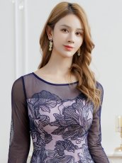 画像11: [ XS-Lサイズ / 2カラー ][ERUKEI]花柄・刺繍・チュール・スパンコール・長袖・ロングスリーブ・シアー・マキシ丈・Aライン・フレア・ロングドレス[山崎みどり着用][送料無料] mygr (11)