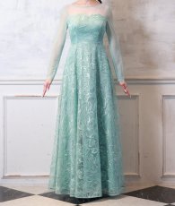 画像12: [ XS-Lサイズ / 2カラー ][ERUKEI]花柄・刺繍・チュール・スパンコール・長袖・ロングスリーブ・シアー・マキシ丈・Aライン・フレア・ロングドレス[山崎みどり着用][送料無料] mygr (12)