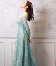 画像3: [ XS-Lサイズ / 2カラー ][ERUKEI]花柄・刺繍・チュール・スパンコール・長袖・ロングスリーブ・シアー・マキシ丈・Aライン・フレア・ロングドレス[山崎みどり着用][送料無料] mygr (3)