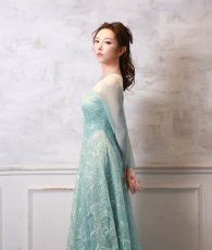 画像6: [ XS-Lサイズ / 2カラー ][ERUKEI]花柄・刺繍・チュール・スパンコール・長袖・ロングスリーブ・シアー・マキシ丈・Aライン・フレア・ロングドレス[山崎みどり着用][送料無料] mygr (6)