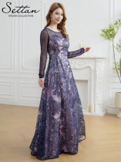 画像7: [ XS-Lサイズ / 2カラー ][ERUKEI]花柄・刺繍・チュール・スパンコール・長袖・ロングスリーブ・シアー・マキシ丈・Aライン・フレア・ロングドレス[山崎みどり着用][送料無料] mygr (7)