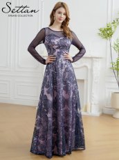 画像8: [ XS-Lサイズ / 2カラー ][ERUKEI]花柄・刺繍・チュール・スパンコール・長袖・ロングスリーブ・シアー・マキシ丈・Aライン・フレア・ロングドレス[山崎みどり着用][送料無料] mygr (8)