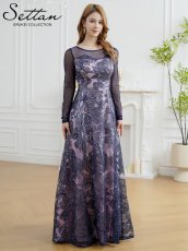 画像9: [ XS-Lサイズ / 2カラー ][ERUKEI]花柄・刺繍・チュール・スパンコール・長袖・ロングスリーブ・シアー・マキシ丈・Aライン・フレア・ロングドレス[山崎みどり着用][送料無料] mygr (9)