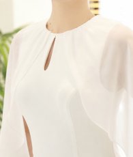 画像12: [ XS-Lサイズ / 1カラー][ERUKEI]シンプル・ホワイト・ケープ・ノースリーブ・マーメイド・ロングドレス[薗田杏奈着用][送料無料] (12)
