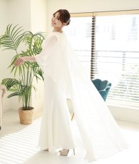 画像3: [ XS-Lサイズ / 1カラー][ERUKEI]シンプル・ホワイト・ケープ・ノースリーブ・マーメイド・ロングドレス[薗田杏奈着用][送料無料] (3)