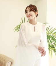 画像6: [ XS-Lサイズ / 1カラー][ERUKEI]シンプル・ホワイト・ケープ・ノースリーブ・マーメイド・ロングドレス[薗田杏奈着用][送料無料] (6)