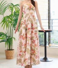 画像6: [ XS-Lサイズ / 1カラー][ERUKEI]ベア・ボタニカル・花柄・ベージュ・胸元カット・編み上げ・Aライン・ノースリーブ・ロングドレス[黒木麗奈着用][送料無料] (6)