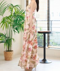 画像7: [ XS-Lサイズ / 1カラー][ERUKEI]ベア・ボタニカル・花柄・ベージュ・胸元カット・編み上げ・Aライン・ノースリーブ・ロングドレス[黒木麗奈着用][送料無料] (7)