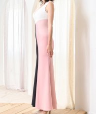 画像7: [ XS-Lサイズ / 1カラー][ERUKEI/SETTAN]シンプル・トリコロールカラー・ブラック・ピンク・Vネック・マーメイド・ロングドレス[奈月セナ着用][送料無料] (7)