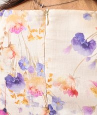 画像16: [ XS-Lサイズ / 1カラー][ERUKEI]フラワープリント・ボートネック・ノースリーブ・ウエストタック・花柄・フレア・Aライン・ミディアムドレス[奈月セナ着用][送料無料] (16)