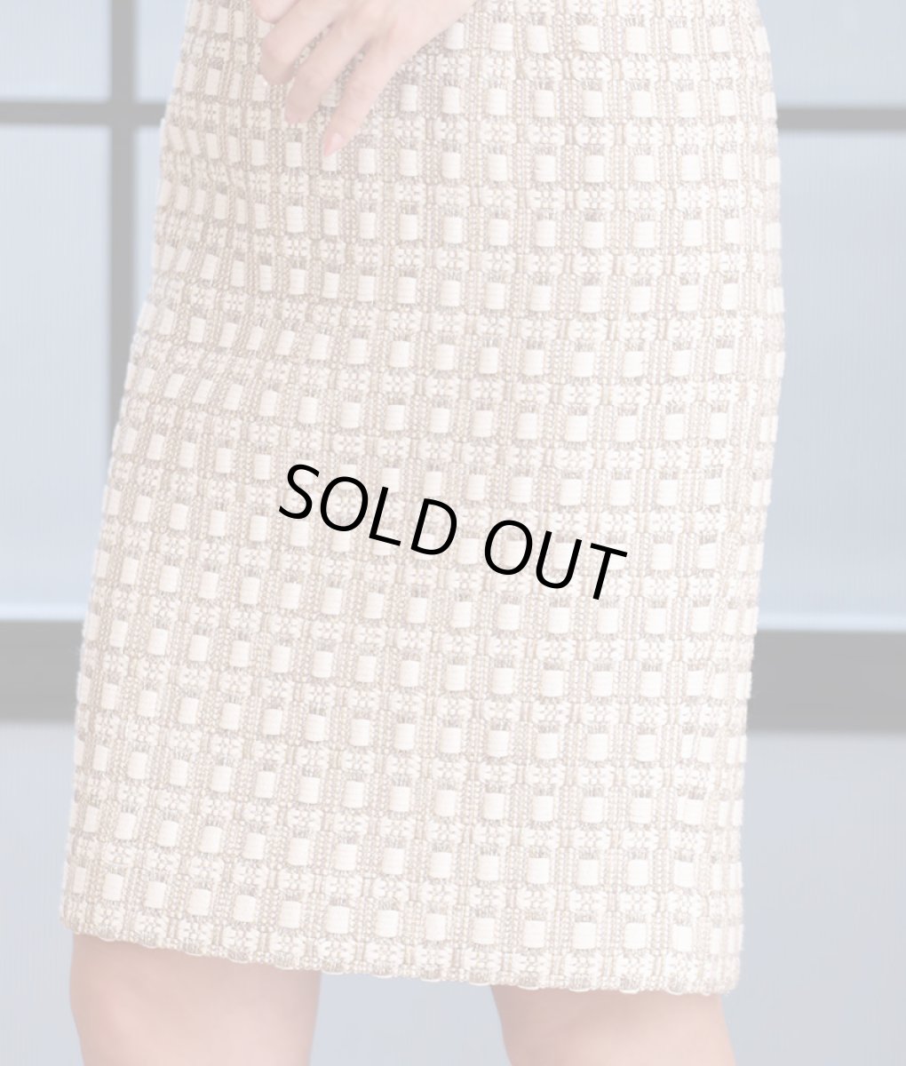 画像10: [ERUKEI Settan]ベージュ・ツイード・フレンチスリーブ・ポイントフリンジ・切り替え・タイト・ミニドレス・ワンピース[山崎みどり着用]《送料＆代引き手数料無料》my (10)