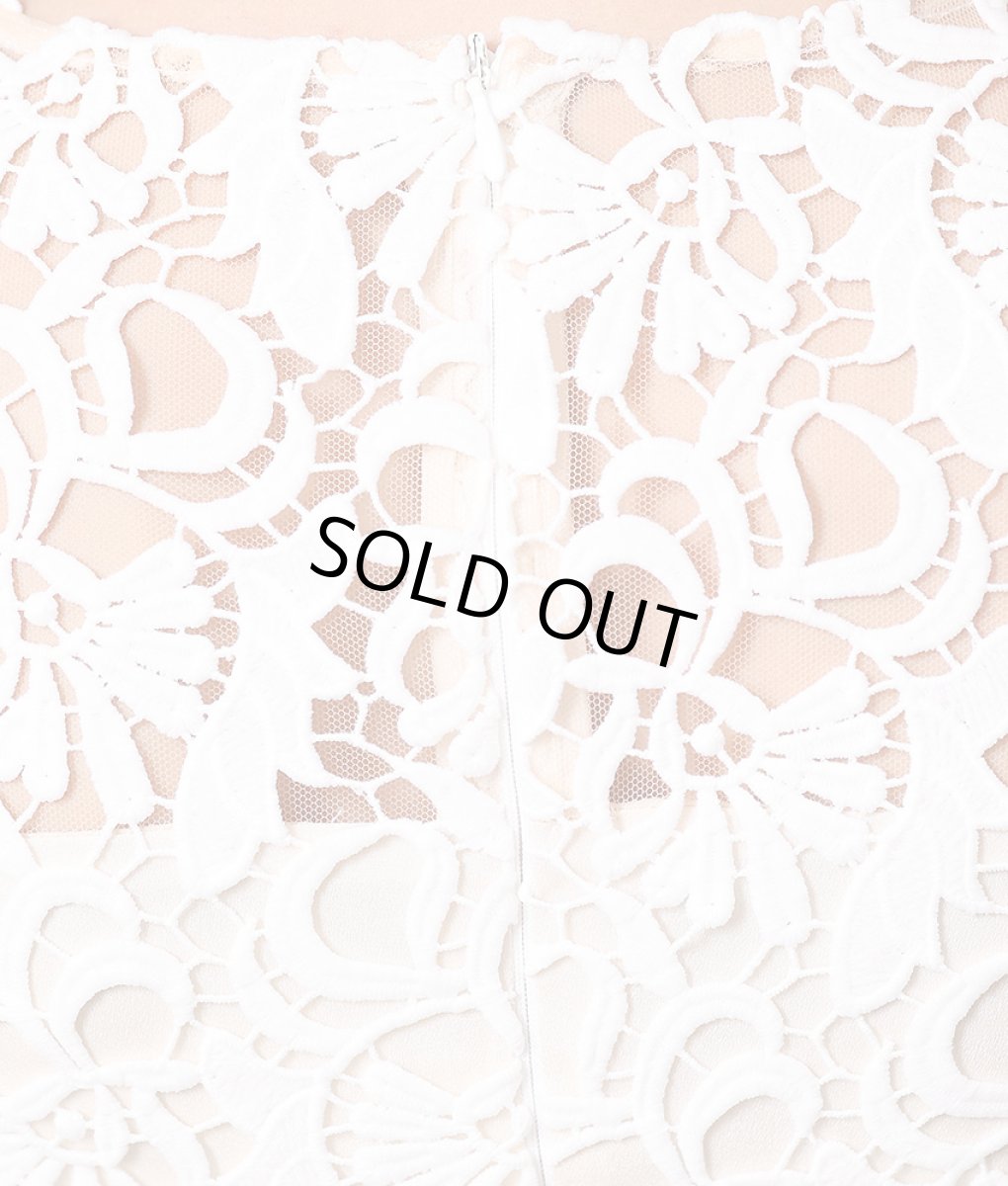 画像10: [ERUKEI]ホワイト・ベージュベース・総レース・フレア・長袖・Aライン・ミディアムドレス・ワンピース[山崎みどり着用]《送料＆代引き手数料無料》 (10)