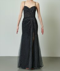 画像7: [ERUKEI SETTAN]ブラック×ホワイト・チュールレース・ベアトップ・ビスチェ・ハート・スリット・マーメイド・ロングドレス[奈月セナ着用][送料無料] (7)