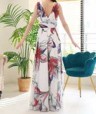 画像9: [ XS-Lサイズ / 1カラー][ERUKEI]シフォン・花柄・フラワープリント・Aライン・Vネック・ノースリーブ・ロングドレス[黒木麗奈着用][送料無料] (9)