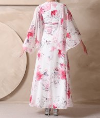画像11: [ XS-Lサイズ / 1カラー][ERUKEI]袖付き・ハーフスリーブ・カシュクール・花柄・プリント・シアー・Aライン・ロングドレス[山崎みどり着用][送料無料] mywhpk (11)