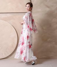 画像5: [ XS-Lサイズ / 1カラー][ERUKEI]袖付き・ハーフスリーブ・カシュクール・花柄・プリント・シアー・Aライン・ロングドレス[山崎みどり着用][送料無料] mywhpk (5)