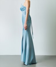 画像8: [ERUKEI]アシンメトリー・ベア・タック・スピンドル・スリット・ストレッチ・タイト・マーメイド・ロングドレス[送料無料] (8)