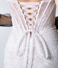 画像12: [ERUKEI]総レース・オフショルダー・コルセット風・スピンドル・シアー・ギャザー・スリット・タイト・マーメイド・ロングドレス[送料無料] (12)