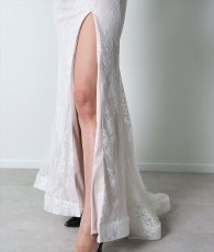 画像13: [ERUKEI]総レース・オフショルダー・コルセット風・スピンドル・シアー・ギャザー・スリット・タイト・マーメイド・ロングドレス[送料無料] (13)