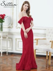 画像3: [ERUKEI]総レース・オフショルダー・コルセット風・スピンドル・シアー・ギャザー・スリット・タイト・マーメイド・ロングドレス[送料無料] (3)