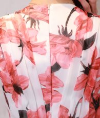 画像12: [ XS-Lサイズ / 1カラー][ERUKEI]ホワイト×レッド・花柄・Aライン・ノースリーブ・シフォン・ロングドレス・ワンピース[山崎みどり着用][送料無料]myrd (12)