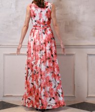 画像10: [ XS-Lサイズ / 1カラー][ERUKEI]ホワイト×レッド・花柄・Aライン・ノースリーブ・シフォン・ロングドレス・ワンピース[山崎みどり着用][送料無料]myrd (10)